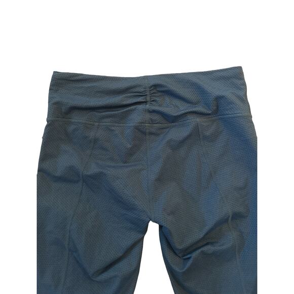 Women M PrAna Blue Leggings Cropped Pants Yoga Capri Textured Stretch Athletic - Picture 4 of 5